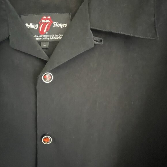 Vtg 90s Dragonfly Men’s LG Rolling Stones Button-down Shirt Band Rocker Jagger - Picture 9 of 12